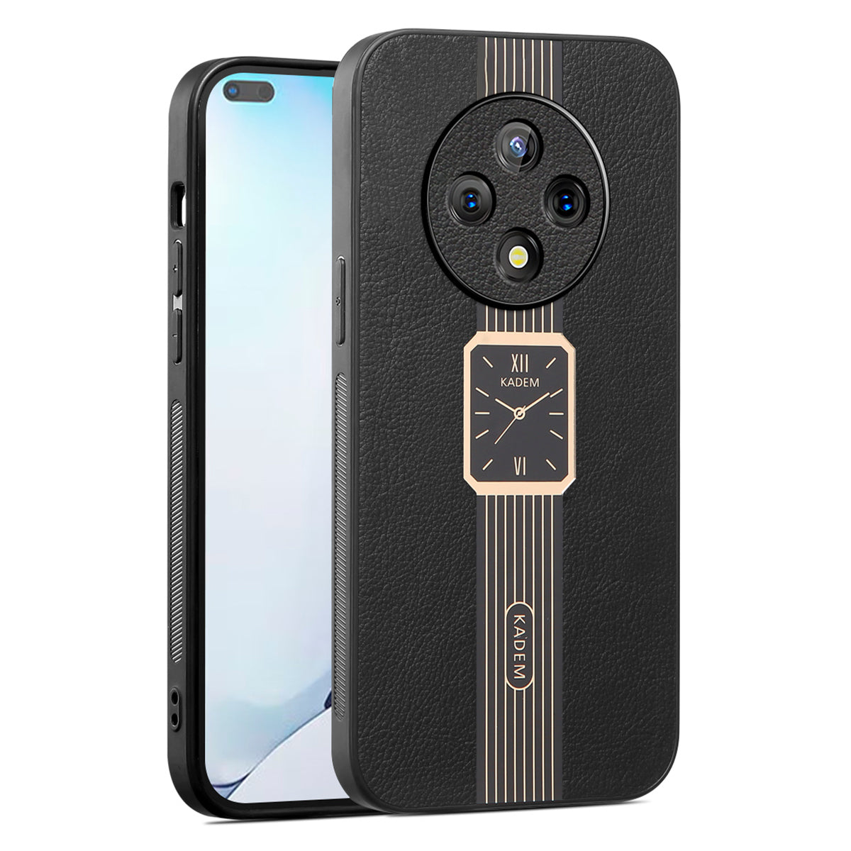 KADEM For Oppo A3 Pro 5G Case Electroplating Leather Coated TPU+Acrylic Phone Cover KADEM For Oppo A3 Pro 5G Case Electroplating Leather Coated TPU+Acrylic Phone Cover